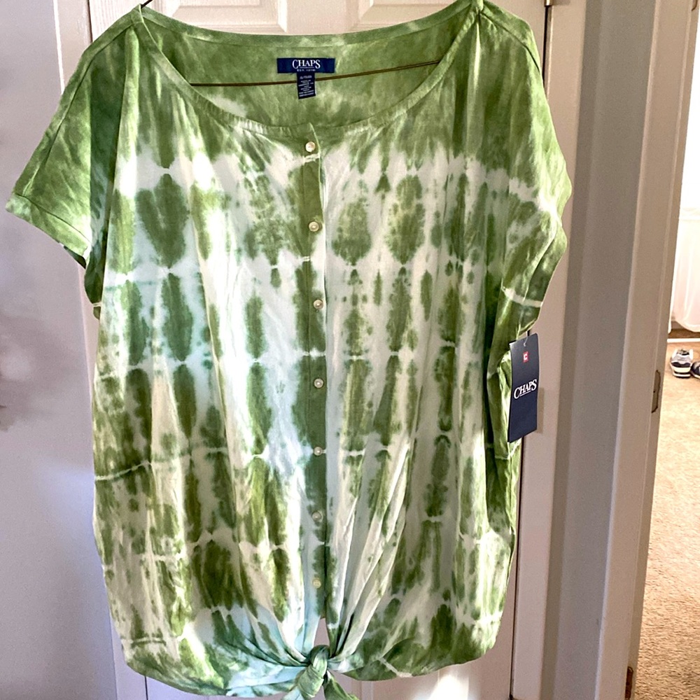 ‼️NWT Chaps Green Tie-Dye Top